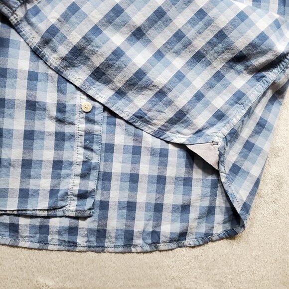 Urban Pipeline Long Sleeve Button Down Plaid Shirt 1 Pocket Blue Men Sz L - Picture 7 of 10